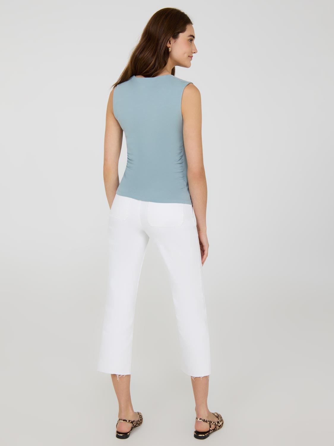 Sleeveless Ruched Square Neck Top
