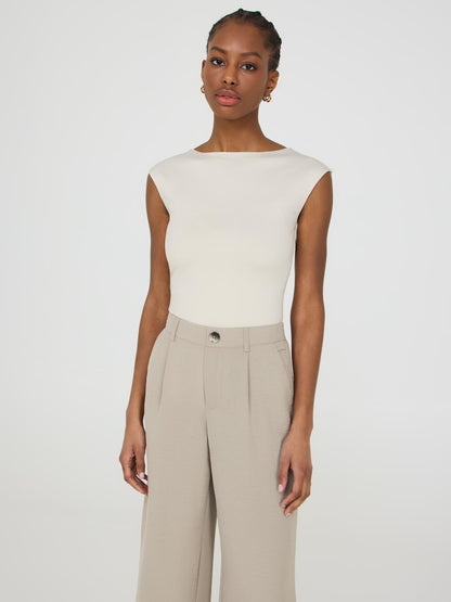 Double Layer Boat Neck Sleeveless Top