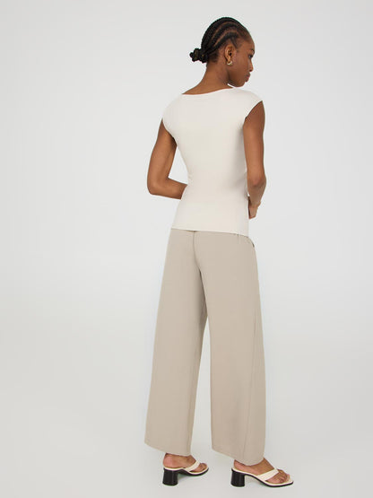 Double Layer Boat Neck Sleeveless Top