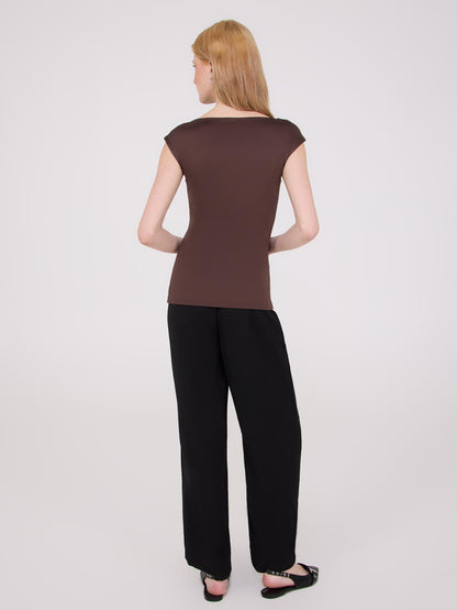 Double Layer Boat Neck Sleeveless Top