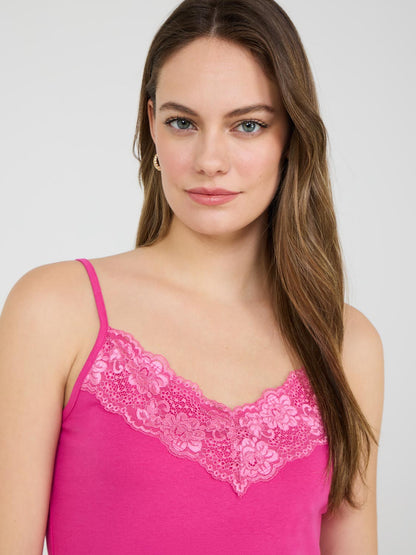 Lace Trim V-Neck Tank Top