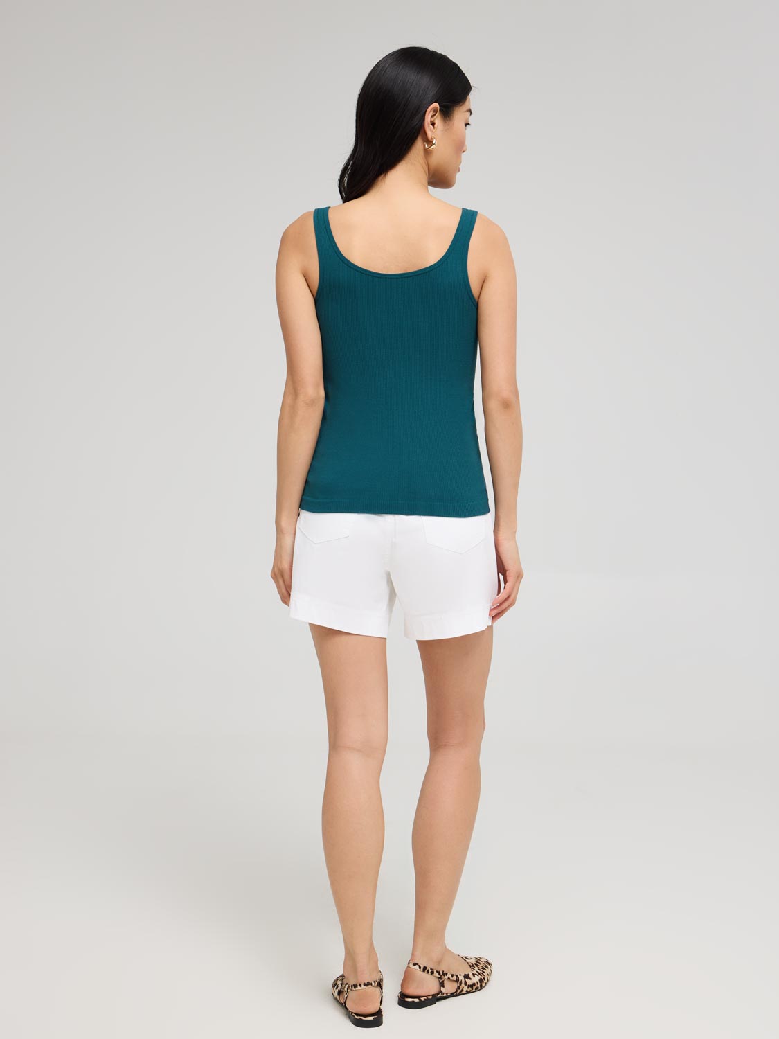Notch Neck Ribbed Tank Top