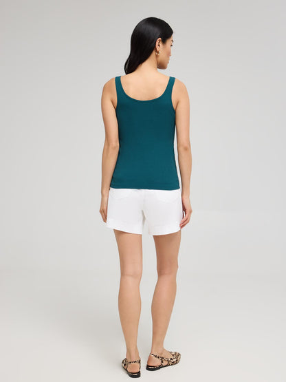 Notch Neck Ribbed Tank Top