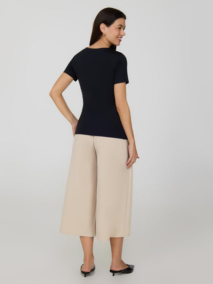 Double Layer Scoop Neck T-Shirt